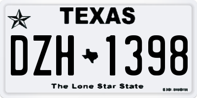 TX license plate DZH1398