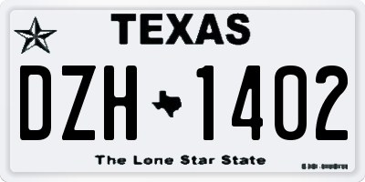TX license plate DZH1402