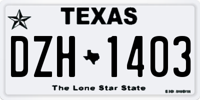 TX license plate DZH1403