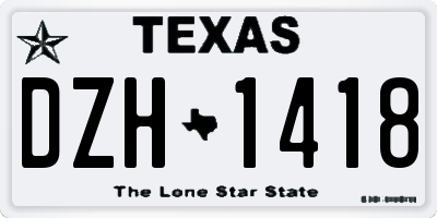 TX license plate DZH1418