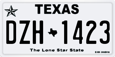 TX license plate DZH1423
