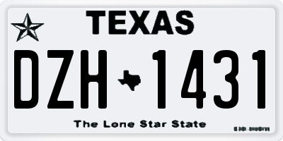 TX license plate DZH1431