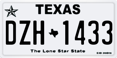 TX license plate DZH1433