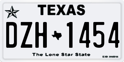 TX license plate DZH1454