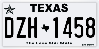 TX license plate DZH1458