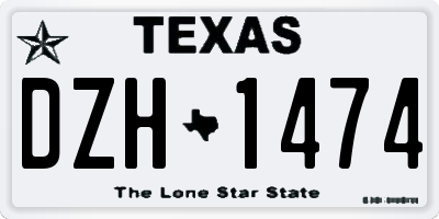 TX license plate DZH1474