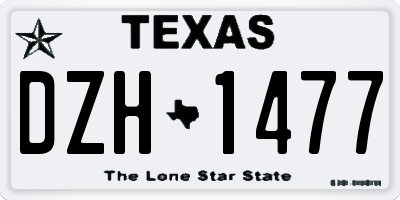 TX license plate DZH1477