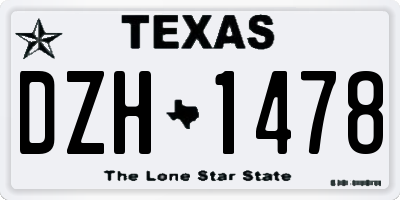 TX license plate DZH1478