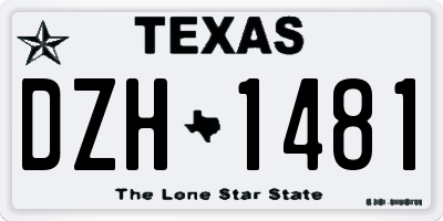 TX license plate DZH1481