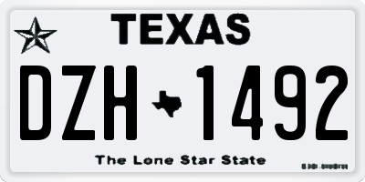 TX license plate DZH1492