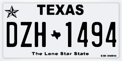TX license plate DZH1494