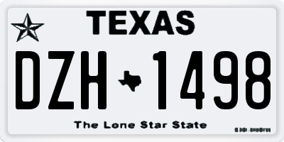 TX license plate DZH1498
