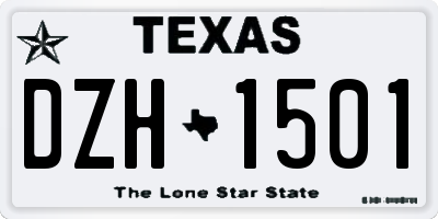 TX license plate DZH1501