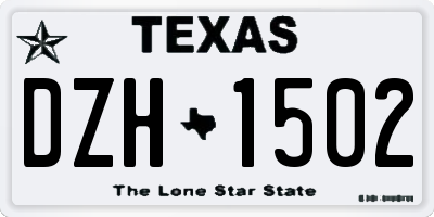 TX license plate DZH1502