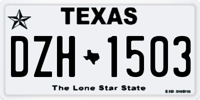 TX license plate DZH1503