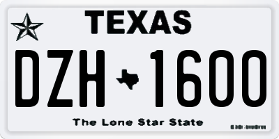 TX license plate DZH1600