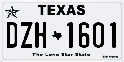 TX license plate DZH1601