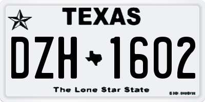 TX license plate DZH1602