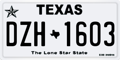 TX license plate DZH1603