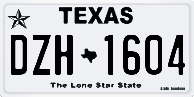 TX license plate DZH1604