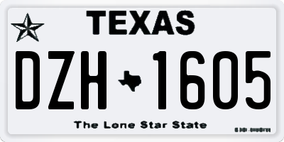 TX license plate DZH1605
