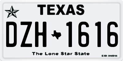 TX license plate DZH1616