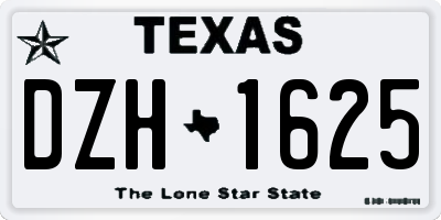 TX license plate DZH1625