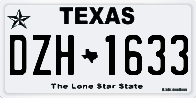 TX license plate DZH1633