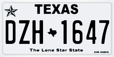 TX license plate DZH1647