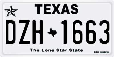 TX license plate DZH1663