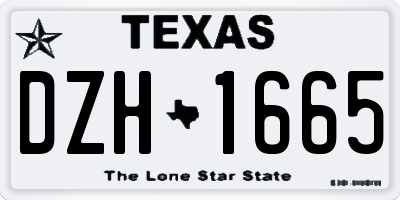 TX license plate DZH1665