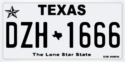 TX license plate DZH1666