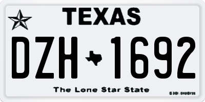TX license plate DZH1692