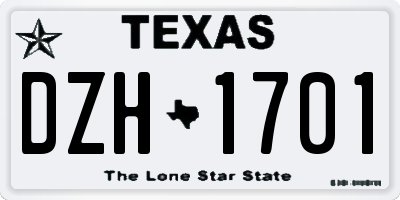 TX license plate DZH1701
