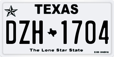 TX license plate DZH1704