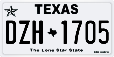 TX license plate DZH1705