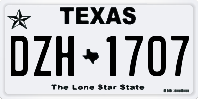 TX license plate DZH1707
