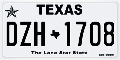TX license plate DZH1708