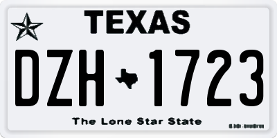 TX license plate DZH1723