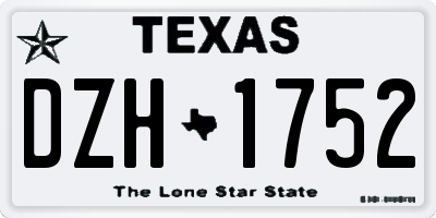 TX license plate DZH1752