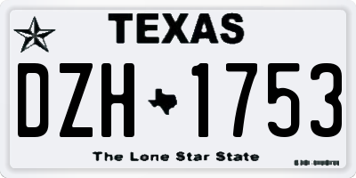 TX license plate DZH1753