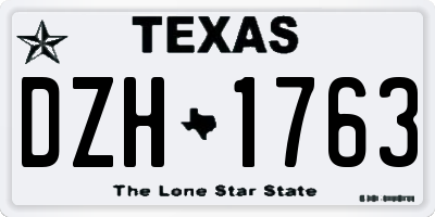 TX license plate DZH1763