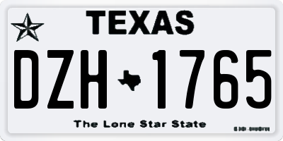 TX license plate DZH1765