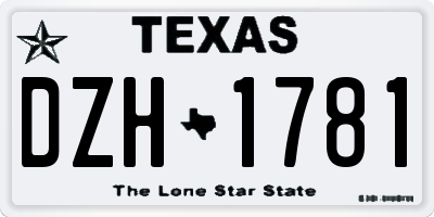 TX license plate DZH1781