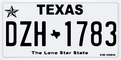 TX license plate DZH1783