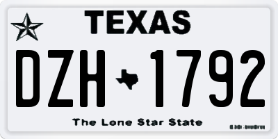 TX license plate DZH1792