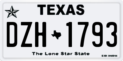 TX license plate DZH1793