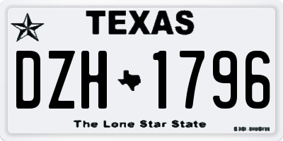 TX license plate DZH1796