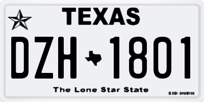 TX license plate DZH1801