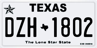 TX license plate DZH1802